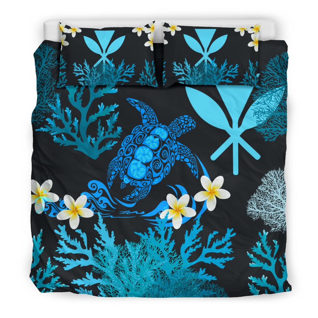 Hawaii Turtle Kanaka Ocean Plumeria - Bedding Set AH Blue - Polynesian Pride