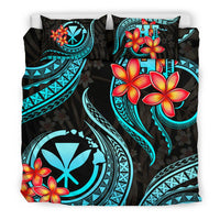 Polynesian Bedding Set - Hawaii Duvet Cover Set - Turquoise Plumeria - Polynesian Pride