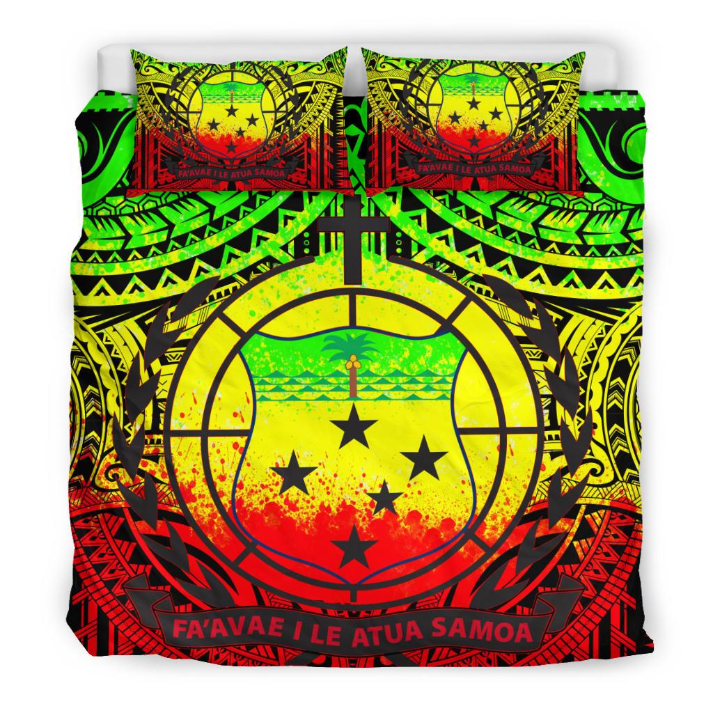 Samoa Bedding Set - Samoa Coat Of Arm, Polynesian Tattoo (Reggae) - Polynesian Pride