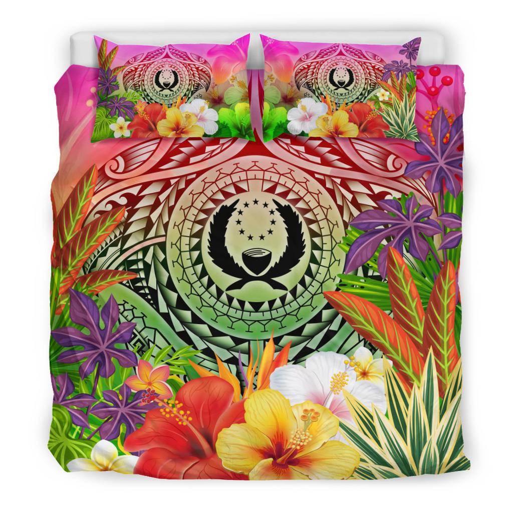 Pohnpei Polynesian Bedding Set - Manta Ray Tropical Flowers - Polynesian Pride