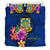 Polynesian Bedding Set - Tuvalu Duvet Cover Set Floral With Seal Blue - Polynesian Pride