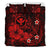 Polynesian Hawaii Kanaka Maoli Bedding Set - Humpback Whale with Hibiscus (Red) - Polynesian Pride