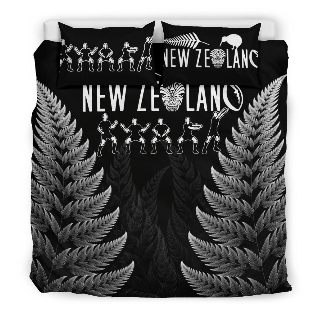 New Zealand Bedding Set - Silver Fern Black - Polynesian Pride