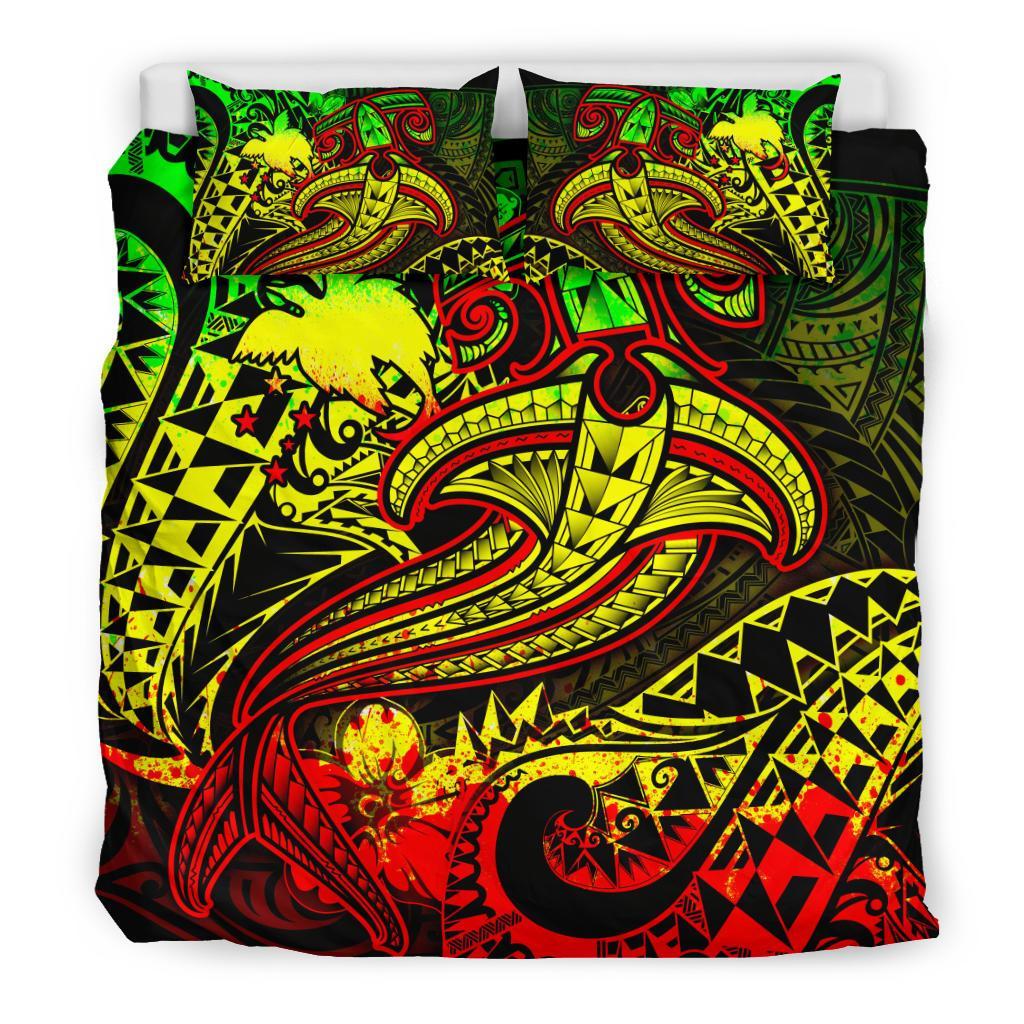 Papua New Guinea Bedding Set - Reggae Shark Polynesian Tattoo - Polynesian Pride
