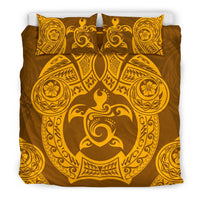Hawaii Bedding Set Polynesian Turtle Hawaiian Bedding Set - TTHS Style - Gold - Polynesian Pride