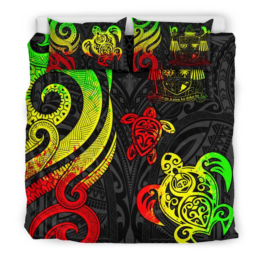 Fiji Polynesian Bedding Set - Reggae Tentacle Turtle Crest - Polynesian Pride
