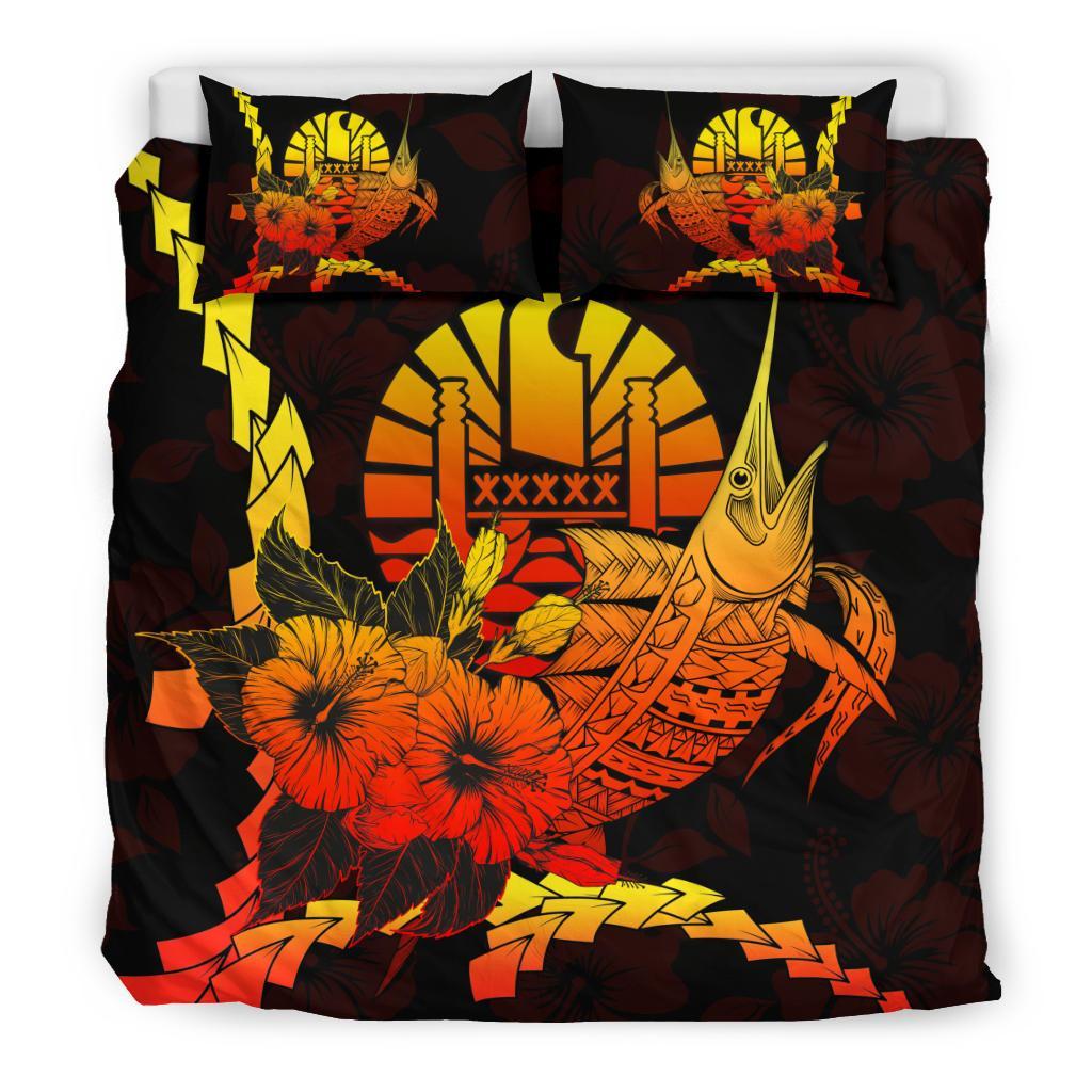 Tahiti Polynesian Bedding Set - Swordfish With Hibiscus - Polynesian Pride