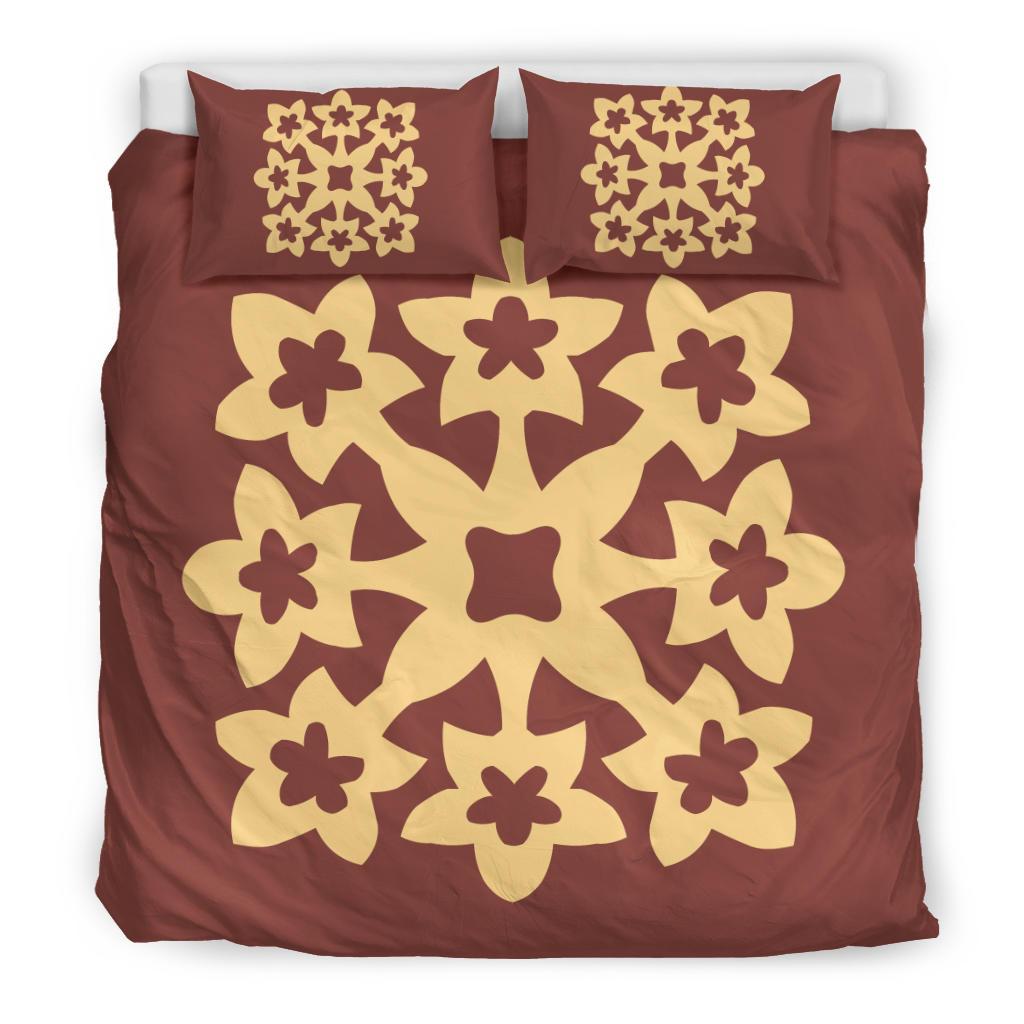 Hawaiian Bedding Set Royal Pattern - Coral - A1 Style - Polynesian Pride