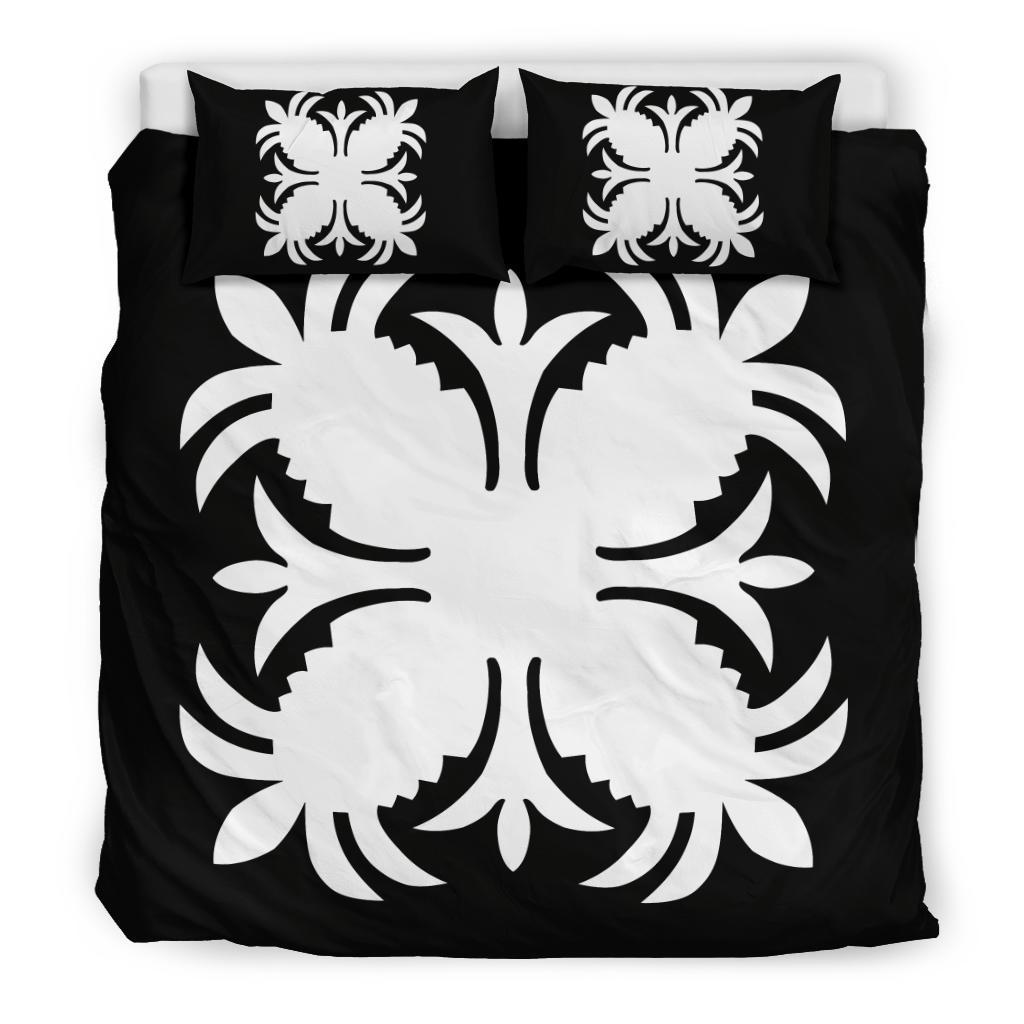 Hawaiian Bedding Set Royal Pattern - Black And White - A2 Style - Polynesian Pride