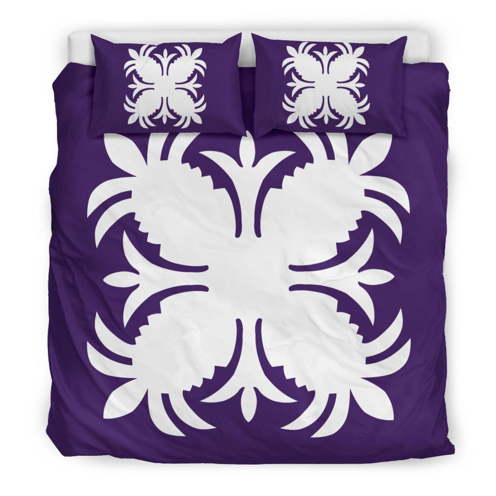 Hawaiian Bedding Set Royal Pattern - Purple - A2 Style - Polynesian Pride