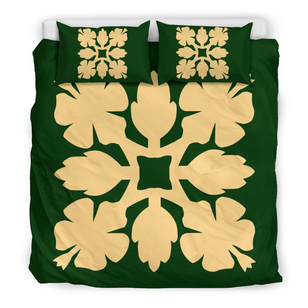 Hawaiian Bedding Set Royal Pattern - Green - C1 Style - Polynesian Pride