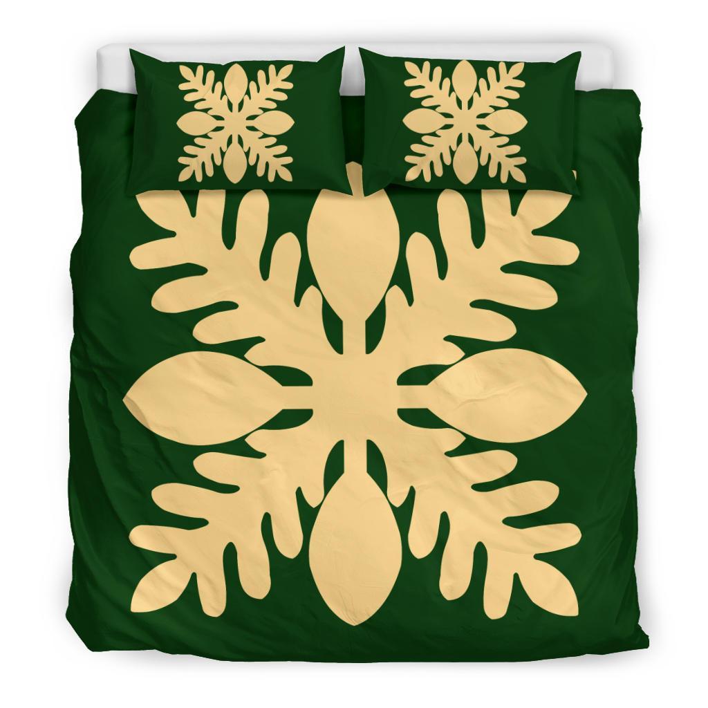 Hawaiian Royal Pattern Bedding Set - Green - D1 Style - Polynesian Pride