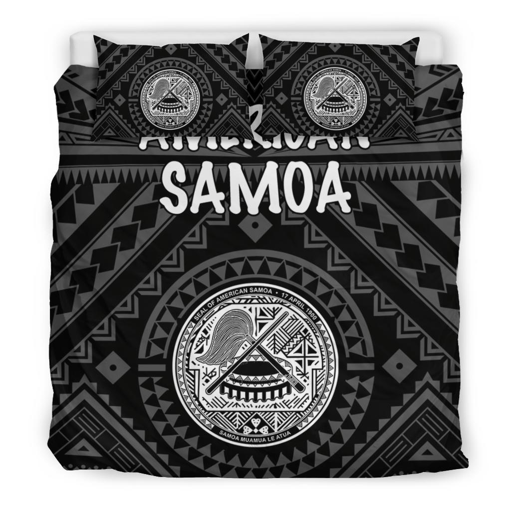 American Samoa Bedding Set - Seal In Polynesian Tattoo Style ( Black) - Polynesian Pride