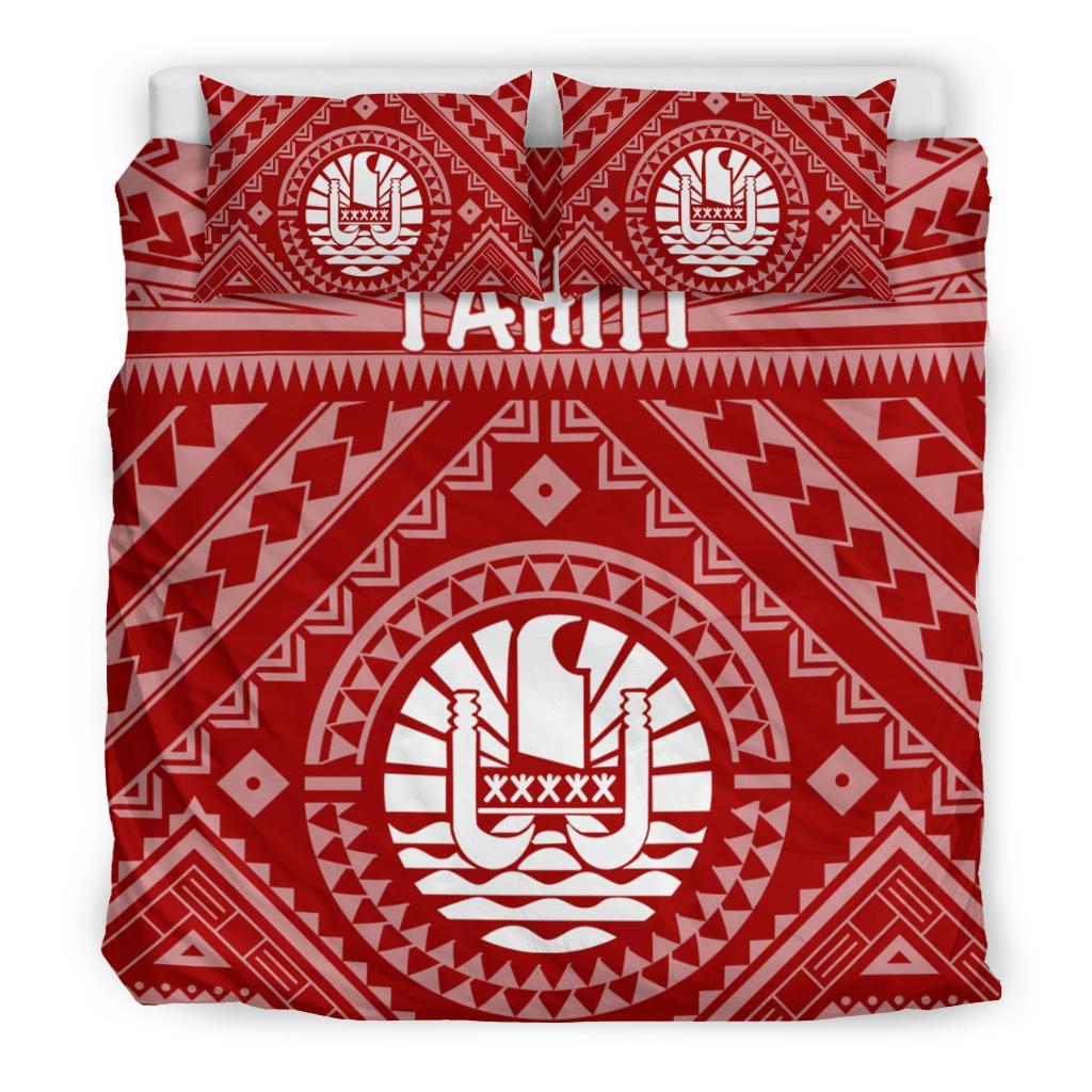 Tahiti Bedding Set - Tahiti Seal In Polynesian Tattoo Style (Red) - Polynesian Pride