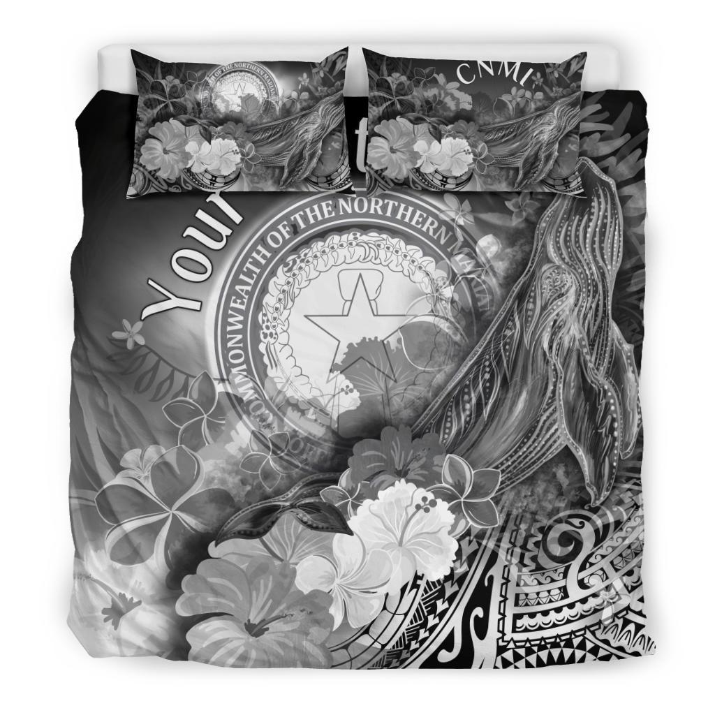 CNMI Custom Personalised Bedding Set - Humpback Whale with Tropical Flowers (white) - Polynesian Pride