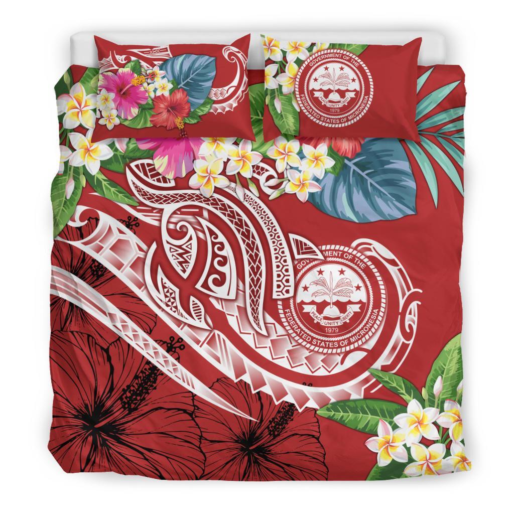 FSM Polynesian Bedding Set - Summer Plumeria (Red) - Polynesian Pride
