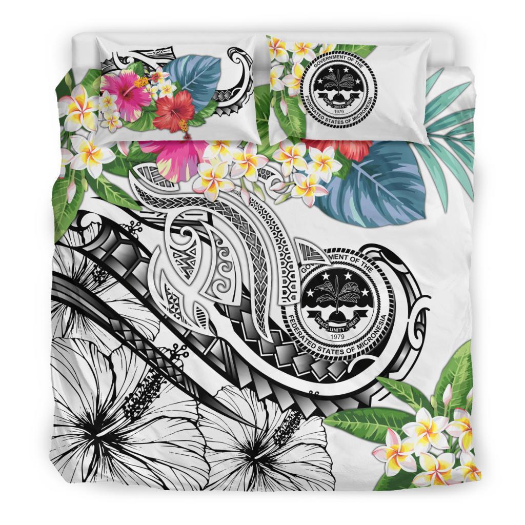 FSM Polynesian Bedding Set - Summer Plumeria (White) - Polynesian Pride