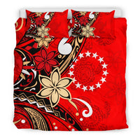 Cook Islands Bedding Set - Tribal Flower With Special Turtles Red Color - Polynesian Pride