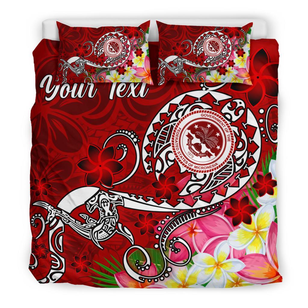 FSM Custom Personalised Bedding Set - Turtle Plumeria (RED) - Polynesian Pride
