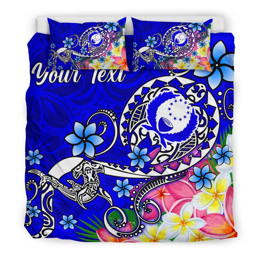 Pohnpei Custom Personalised Bedding Set - Turtle Plumeria (Blue) - Polynesian Pride