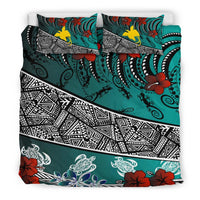 Papua Polynesian Bedding Set - Lizard And Turtle Green - Polynesian Pride