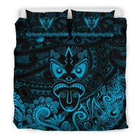Maori Aotearoa Rugby Haka Bedding Set New Zealand Silver Fern - Turquoise - Polynesian Pride