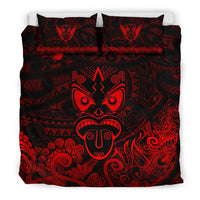 Maori Aotearoa Rugby Haka Bedding Set New Zealand Silver Fern - Red - Polynesian Pride