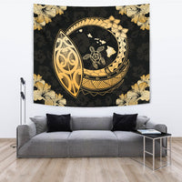 Hawaii Turtle Hibiscus Map Polynesian Tapestry - Polynesian Pride