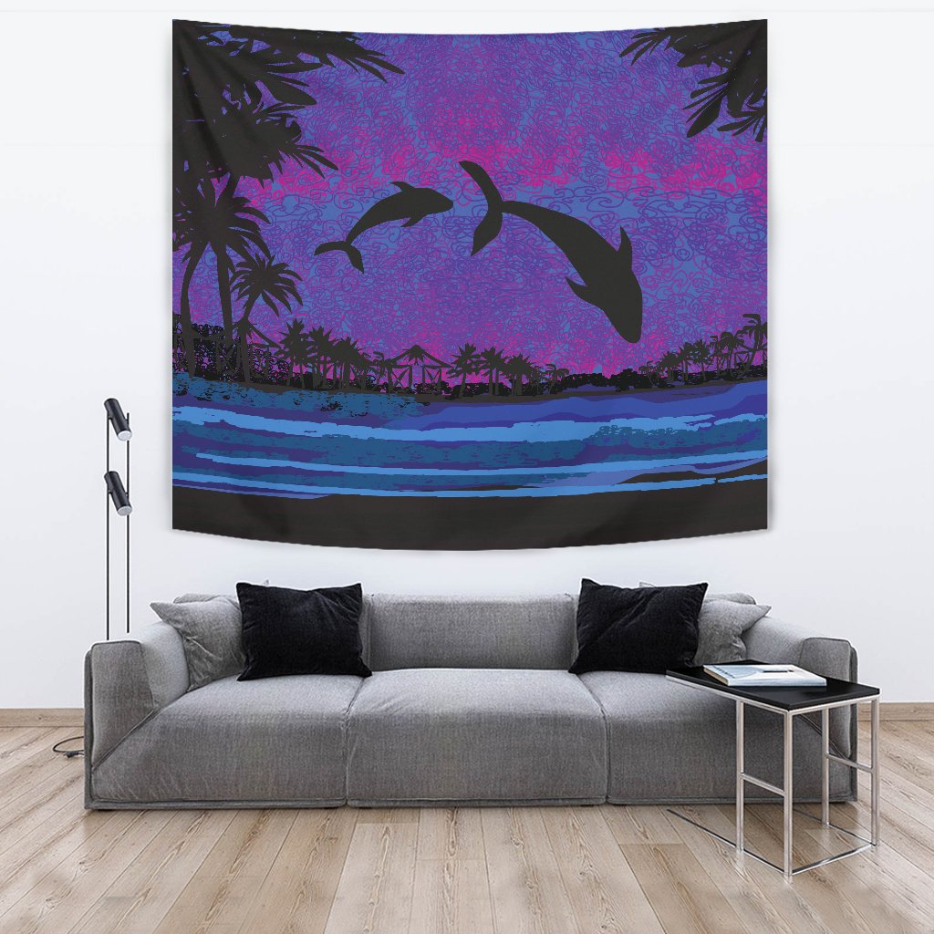 Dolphin Dance In Night Tapestry - Polynesian Pride