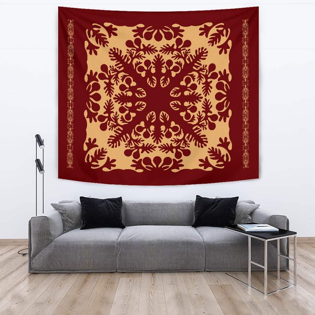 Hawaiian Quilt Vintage Tapestry - Polynesian Pride