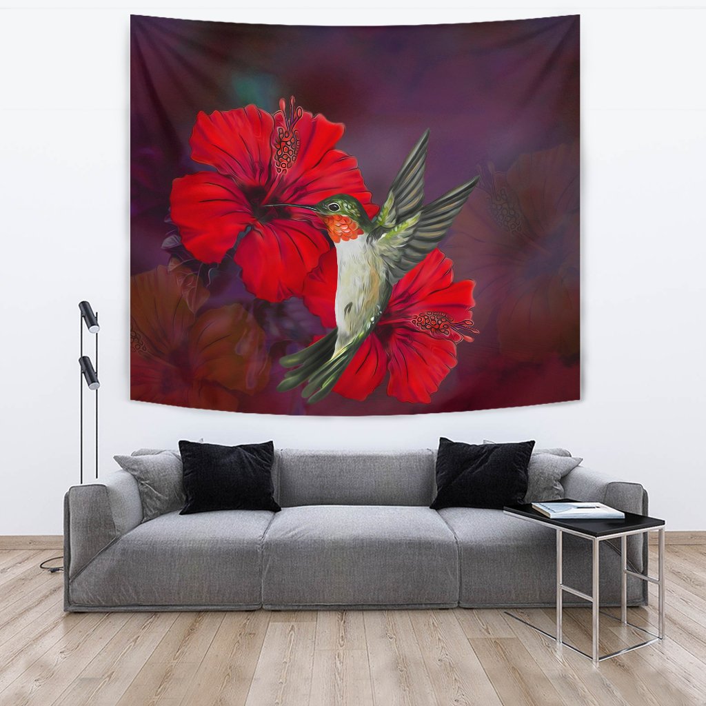 Hibiscus Hummingbird Tapestry - Polynesian Pride
