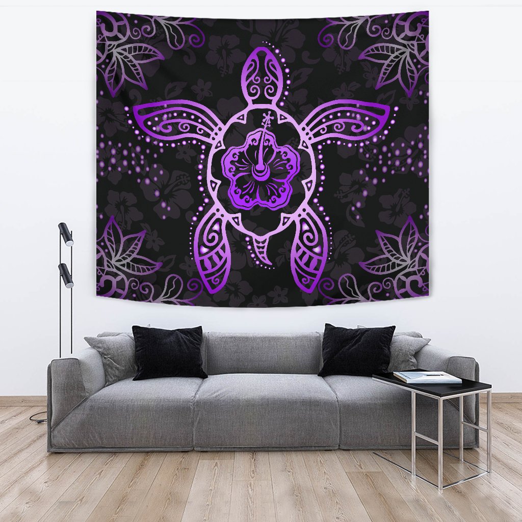 Turtle Hibiscus Violet Tapestry - Polynesian Pride