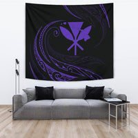 Kanaka Tapestry - Purple - Frida Style Wall Tapestry Large 104" x 88" Black - Polynesian Pride
