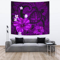 Hawaii Turtle Poly Tribal Purple Tapestry Wall Tapestry Purple - Polynesian Pride