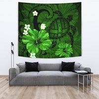 Hawaii Turtle Poly Tribal Green Tapestry Wall Tapestry 150cm*150cm Green - Polynesian Pride