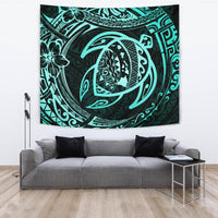 Hawaiian Turtle Polynesian Tapestry Wall Tapestry Large 104" x 88" Black - Polynesian Pride