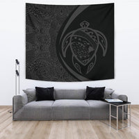 Hawaii Turtle Map Polynesian Tapestry - Gray - Circle Style Wall Tapestry Gray - Polynesian Pride