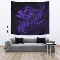 Hula Girl Hibiscus Kanaka Poly Tapestry - Purple Wall Tapestry 150cm*150cm Purple - Polynesian Pride