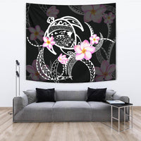 Hawaii Turtle Swim Poly Tapestry Wall Tapestry Large 104" x 88" Black - Polynesian Pride