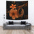 Hawaii Fish Hook Hibiscus Plumeria Poly Tapestry - Orange Wall Tapestry 150cm*150cm Orange - Polynesian Pride