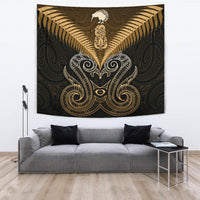 Maori Manaia New Zealand Tapestry Gold Wall Tapestry - Manaia Large 104" x 88" Gold - Polynesian Pride