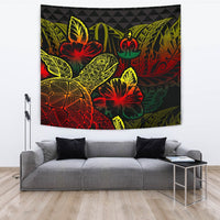 Vanuatu Tapestry - Turtle Hibiscus Pattern Reggae Wall Tapestry Large 104" x 88" Reggae - Polynesian Pride
