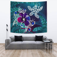 hawaiiTapestry - Hawaii Turtle Flowers And Palms Retro - Polynesian Pride