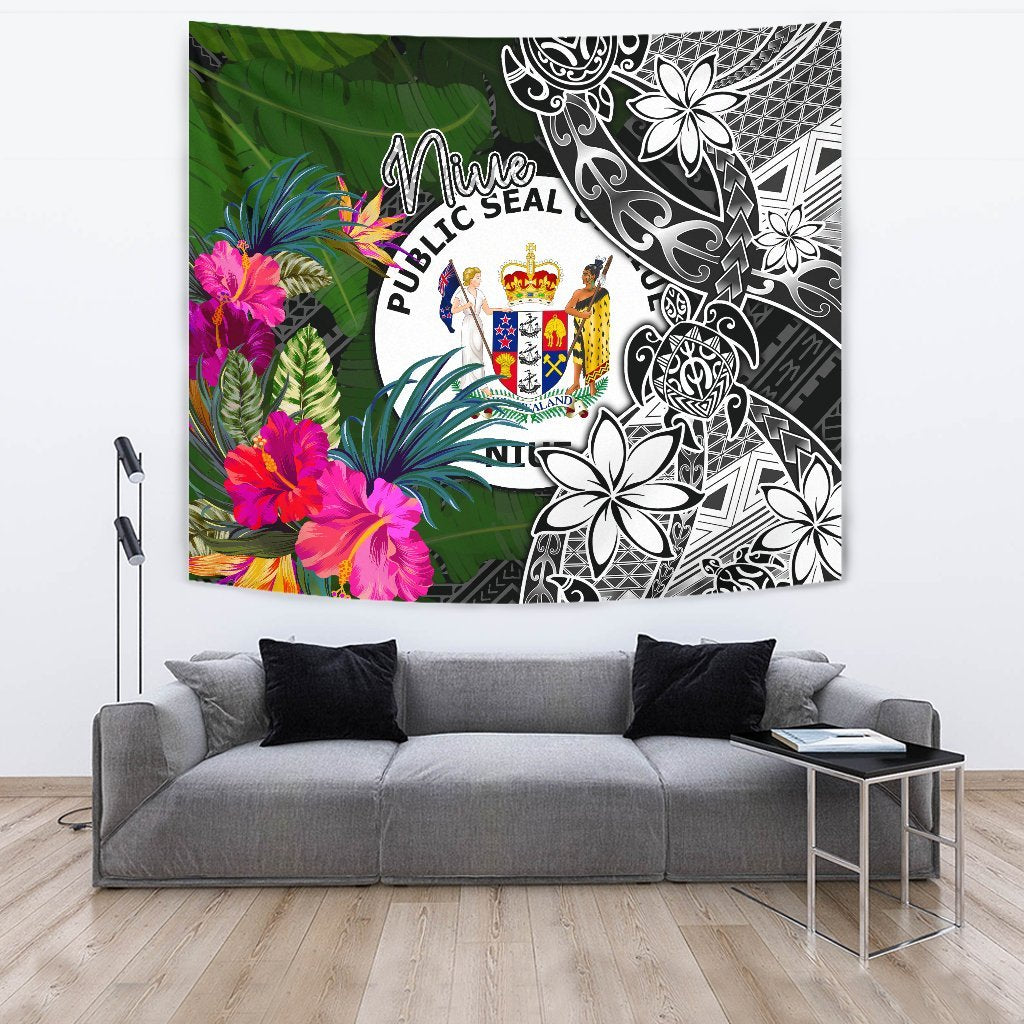 Niue Tapestry - Turtle Plumeria Banana Leaf - Polynesian Pride