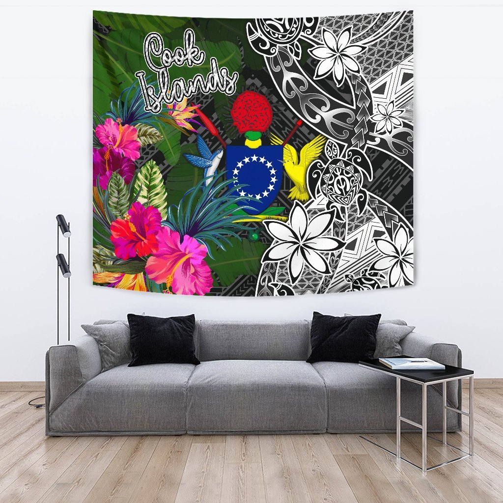Cook Islands Tapestry - Turtle Plumeria Banana Leaf - Polynesian Pride