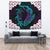 Hawaiian Shark Turtle Plumeria Tapestry - Black - Zelda Style - AH Wall Tapestry Large 104" x 88" Black - Polynesian Pride