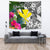 Hawaii Custom Personalised Tapestry White - Turtle Plumeria Banana Leaf - Polynesian Pride