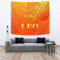 Sun In Leo Zodiac Tapestry Polynesian Tattoo Simple - Orange - Polynesian Pride