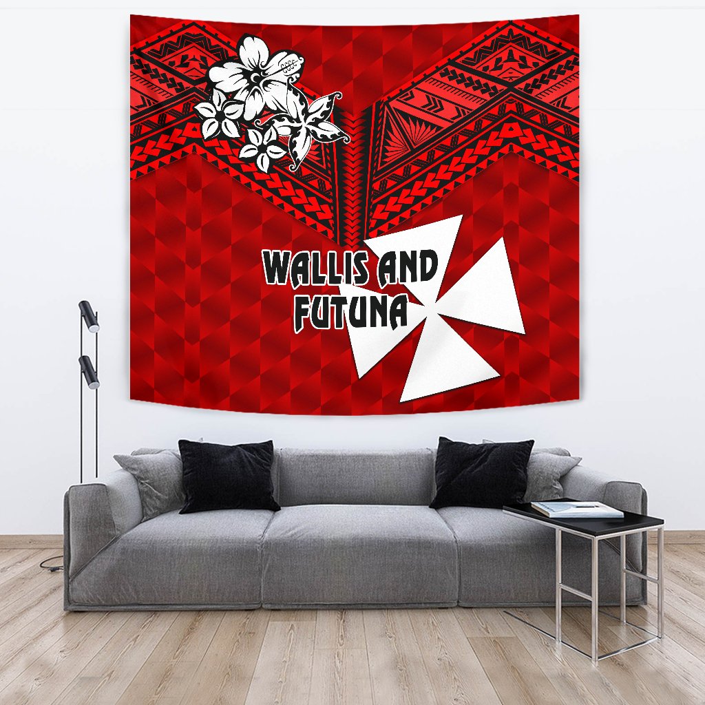 Wallis and Futuna Rugby Tapestry Sporty Vibes Wall Tapestry Large 104" x 88" Red - Polynesian Pride