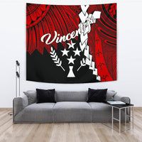 Kosrae Custom Tapestry - Tribal Wave Tattoo Flag Color One Style Red - Polynesian Pride